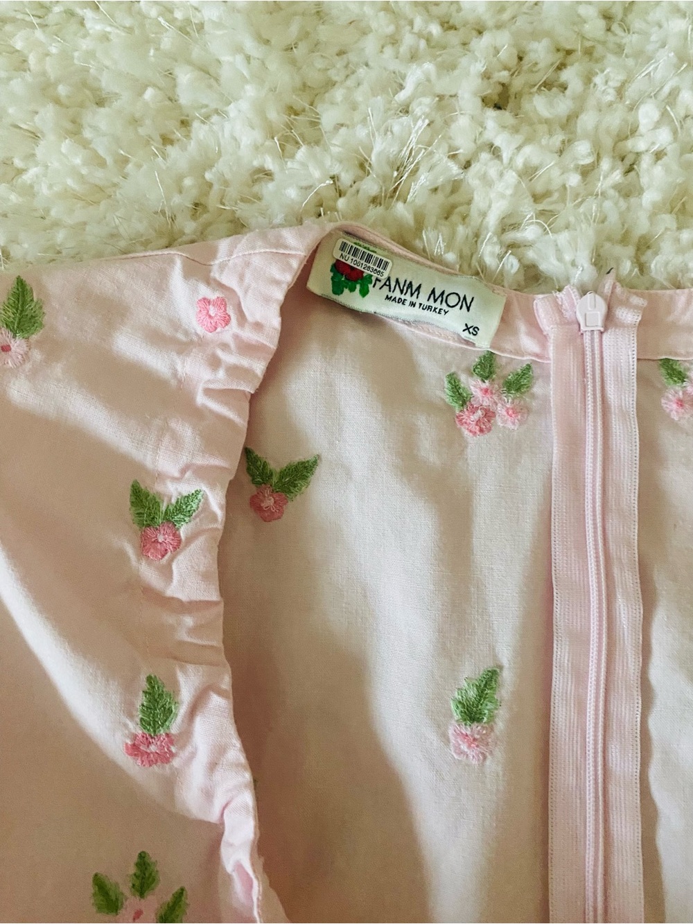 Fanm Mon Greta Pink Bow-Front Embroidered Mini Dress - Picture 10 of 10